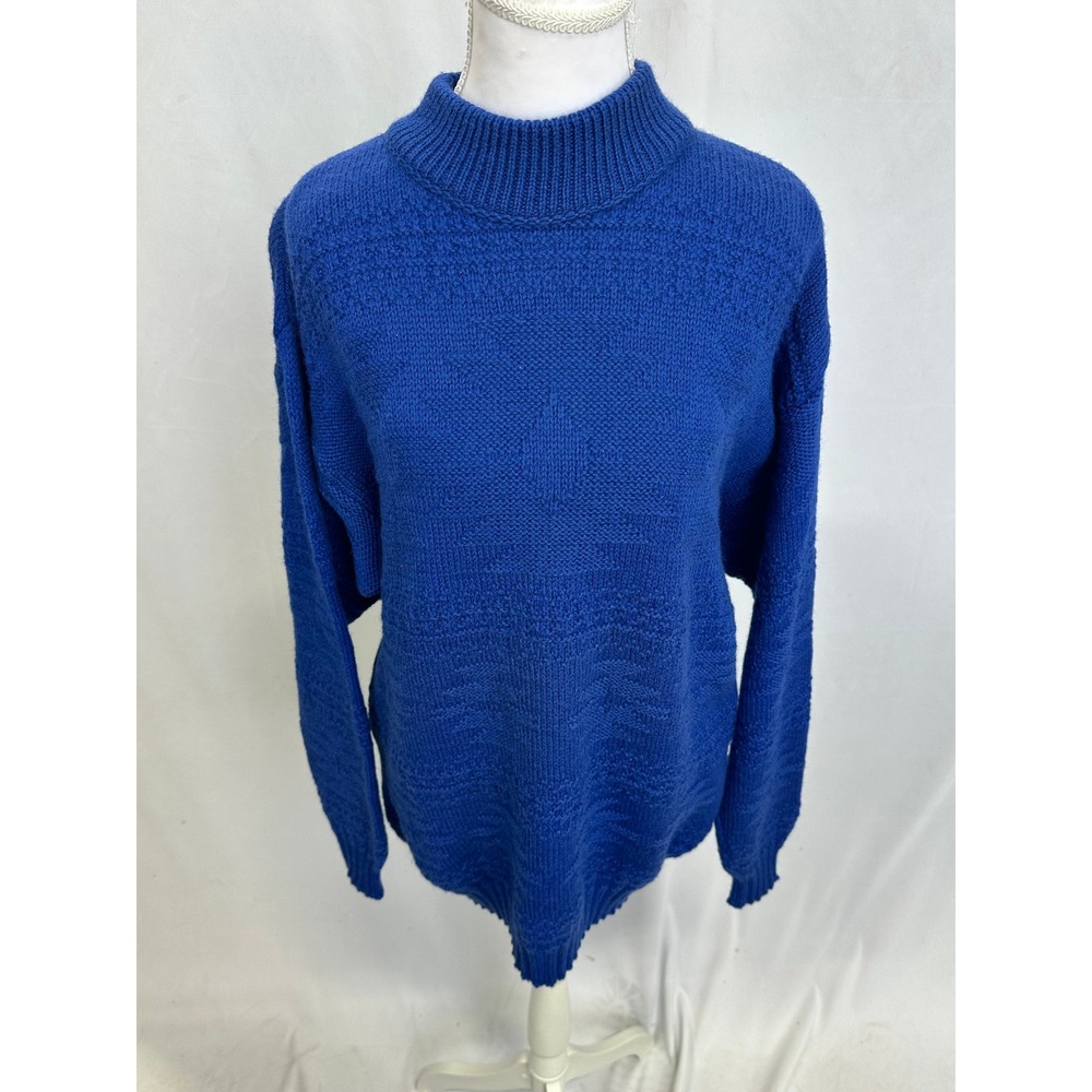 Pendleton Womens M Sweater Blue Wool Mock Neck Vintage Americana Preppy Heritage